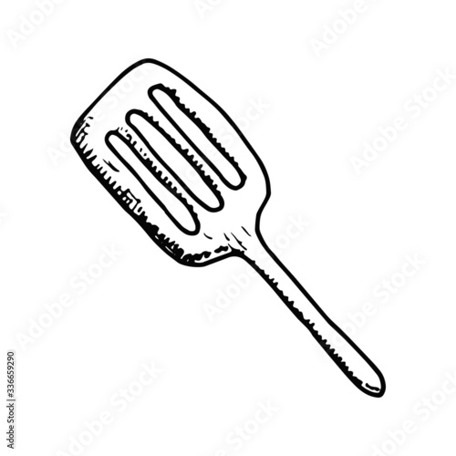 spatula kitchen sketch isolated on white background vector