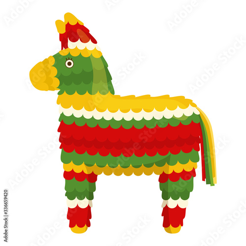 Mexican traditional festive paper toy donkey pinata. Vector