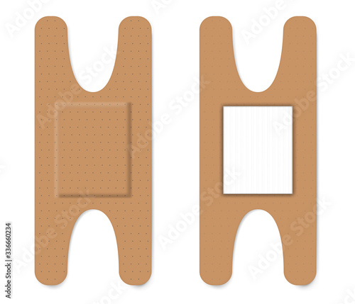 Adhesive plaster knuckle bandage, realistic vector illustration. First aid band for wound care