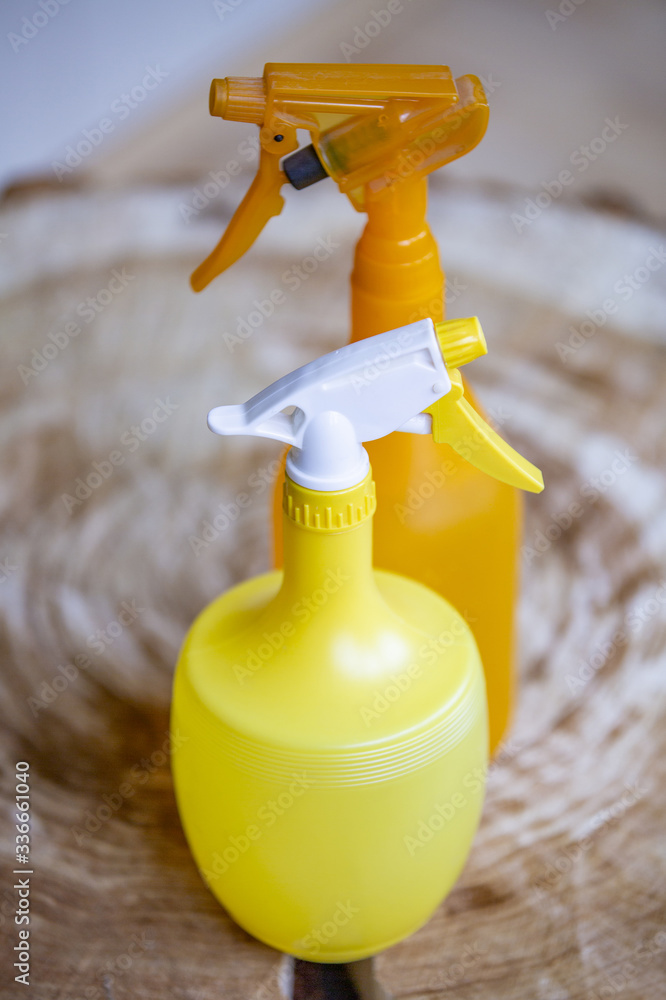 Plastic sprayer for antiseptics, antimicrobial mixtures and cleaning fluids