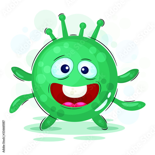 Virus, bacteria. Funny monster, cartoon character with a crown