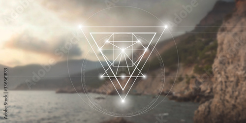 Sacred geometry web banner. Math, nature, and spirituality in nature. The formula of nature.