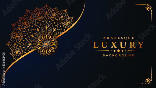 Luxury mandala background with golden arabesque pattern arabic islamic east style for Wedding card, book cover.