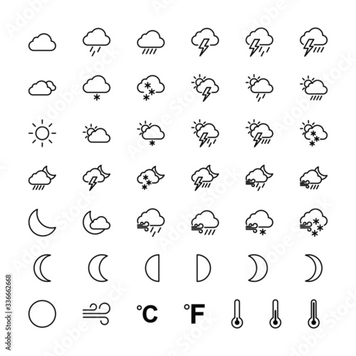 Fototapeta Naklejka Na Ścianę i Meble -  set of weather vector icons