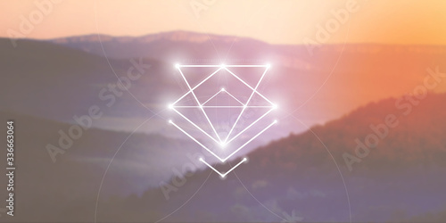 Sacred geometry web banner. Math, nature, and spirituality in nature. The formula of nature.