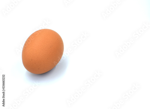 The raw chicken eggs on white background