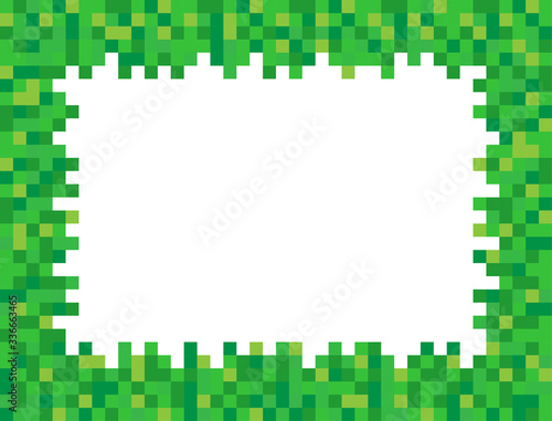 Abstract square pixel mosaic background illustration. Grass and ground wallpaper. Vector. Border. Frame. Background.
