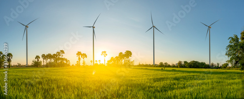 Wind turbine or wind power Translated into electricity, environmental protection Make the world not hot. photo