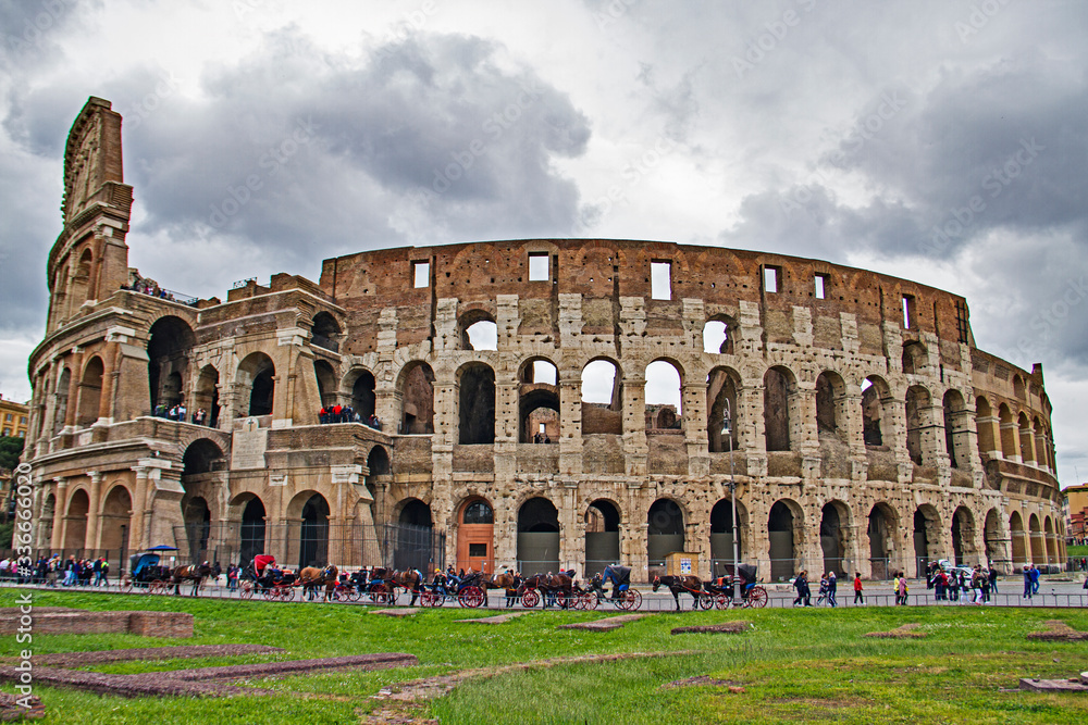 Front view of colosseum in Rome Italy