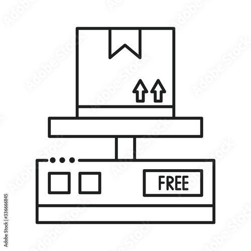 delivery free weighing machine with box line style icon vector illustration design
