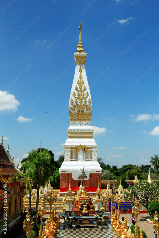 Naklejka premium The Pagoda of Wat Phra That Panom temple in Nakhon Phanom, Thailand.