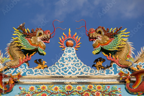 Dragon on the roof of a shrine.