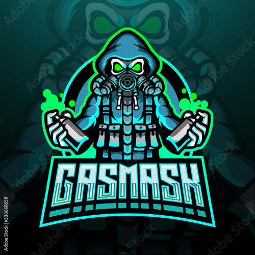 Gas mask esport logo mascot design