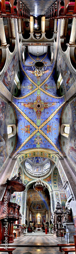 Obraz na płótnie Panorama of an old cathedral. City Plock in Poland. w salonie