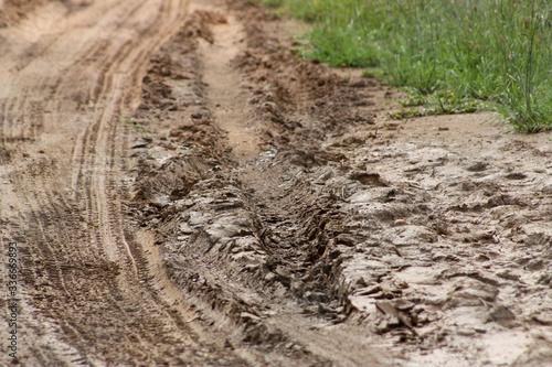 Muddy patch on dirt road