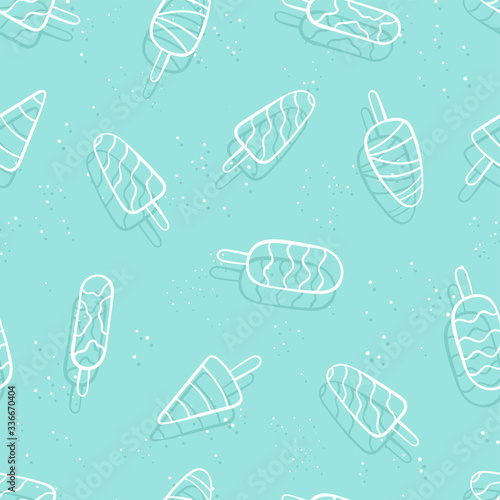 Fun hand drawn ice cream seamless pattern, doodle popsicles background, great for summer themed fabrics, banners, wallpapers, wrapping - vector design