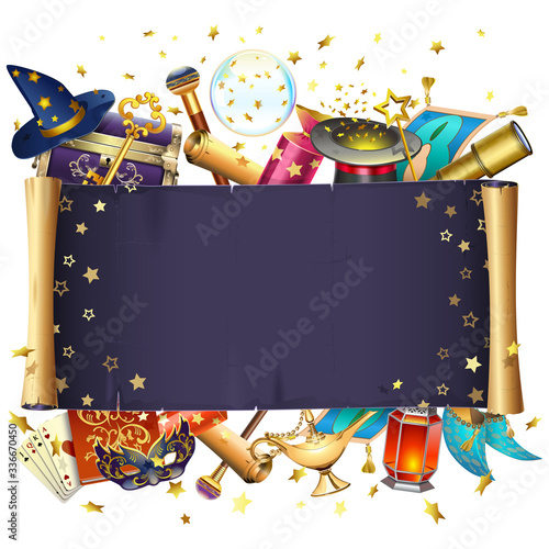 Vector Magic Scroll with Stars