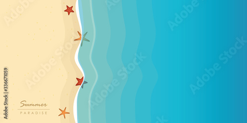 starfish on summer holiday beach with water background vector illustration EPS10