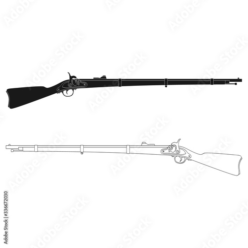 Vector monochrome icon with Antique Rifle
