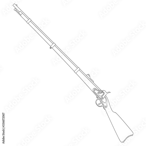 Vector monochrome icon with Antique Rifle
