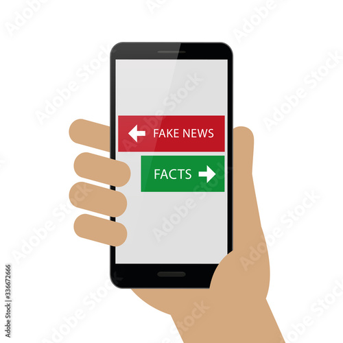 fake news and facts in smartphone vector illustration EPS10