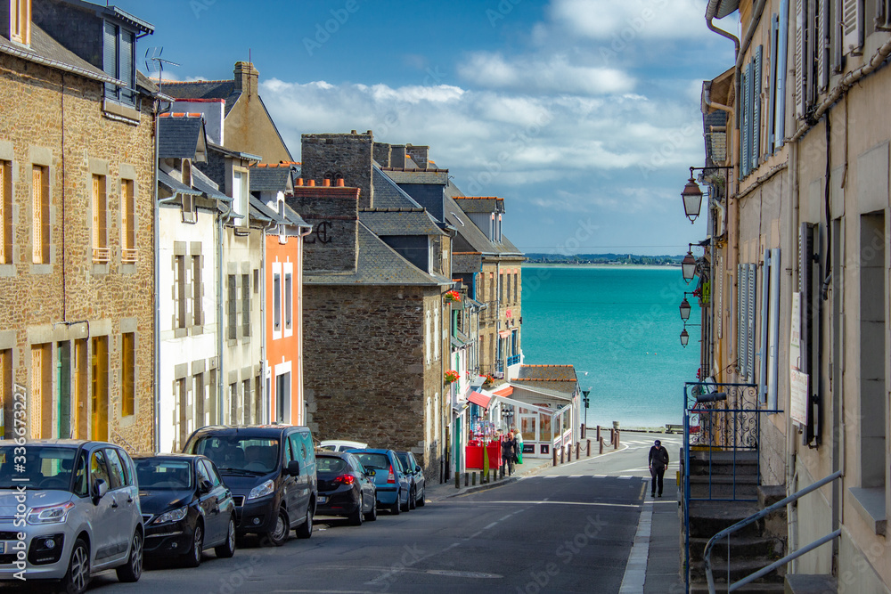 Cancale in the North of France with beach and clear sky