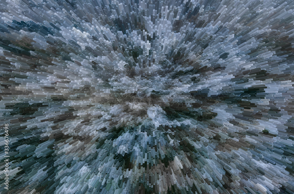 Frozen mosaic geometric shapes. Visualization and 3D render abstraction pattern. The beautiful background for advertising or banners. Frozen mosaic geometric shapes. Visualization and 3D render abstraction pattern. The beautiful background for advertising or banners.