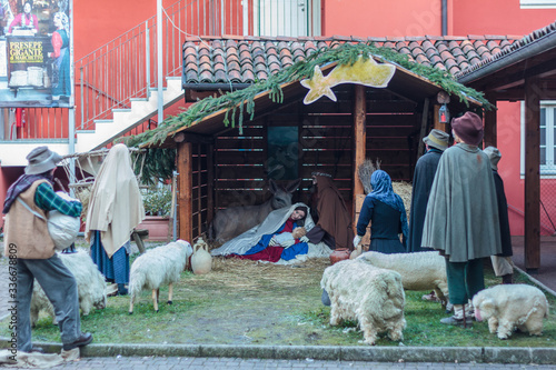 Fotomurale Christmas giant nativity scene of Marchetto, Biella, Italy