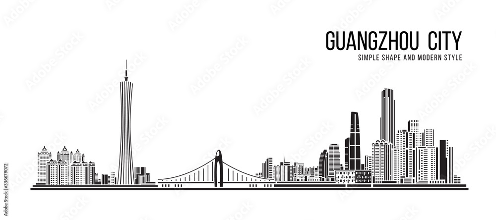 Obraz premium Cityscape Building Abstract Simple shape and modern style art Vector design - Guangzhou city