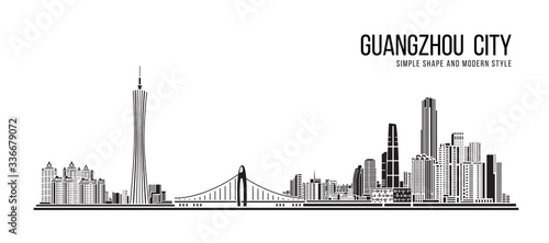 Cityscape Building Abstract Simple shape and modern style art Vector design - Guangzhou city photo