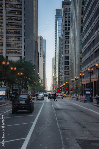 Chicago in summer with clear skies with buildings and greenery © Erol