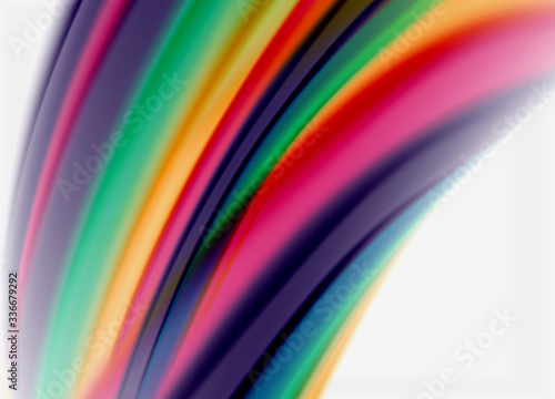 Wave lines abstract background  smooth silk design with rainbow style colors. Liquid fluid color waves. Vector Illustration