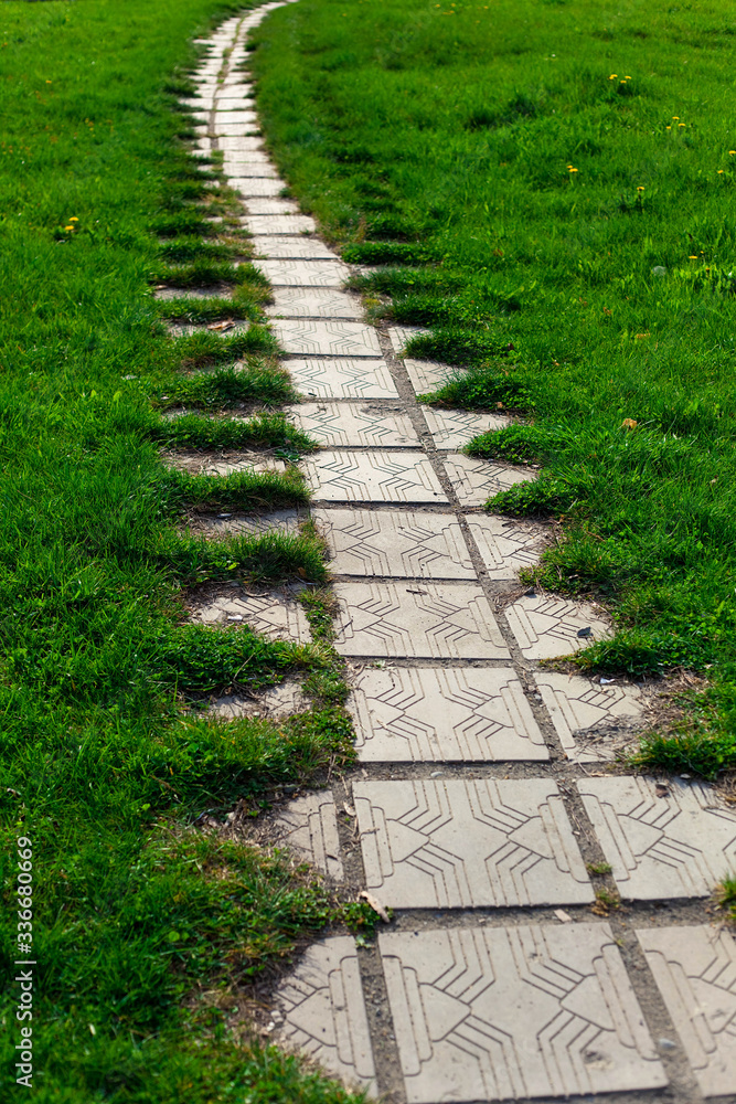 tiled path in the park tiled path in the park