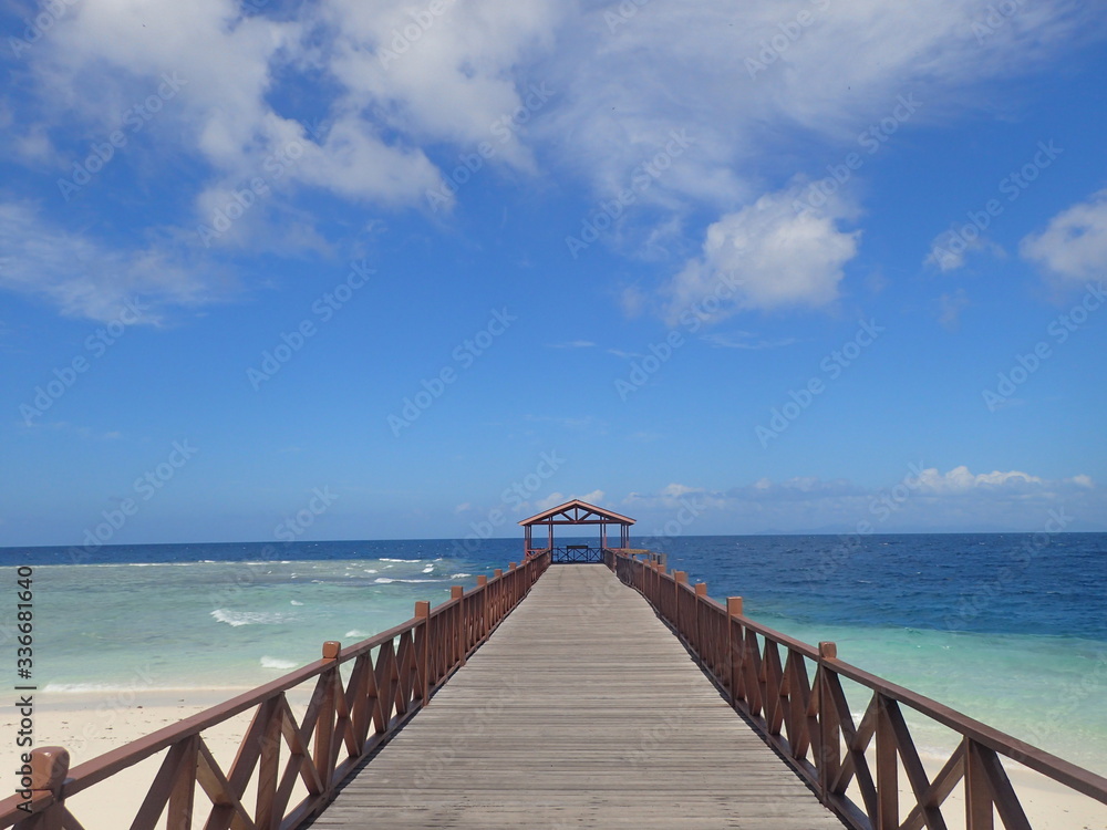 Obraz premium 国境の水平線が見える島