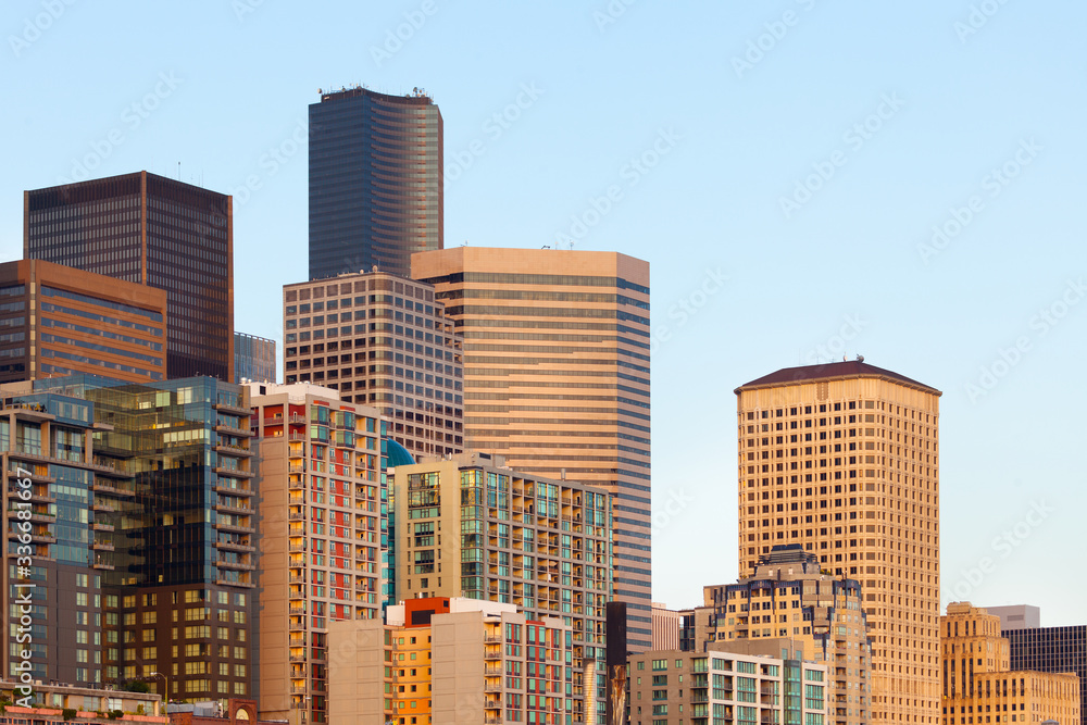 Buildings at downtown waterfront in Seattle, Washington, United States Buildings at downtown waterfront in Seattle, Washington, United States
