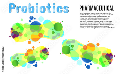 
Vector illustration of probiotics on a transparent background. Pharmaceutical bacteria or germs.