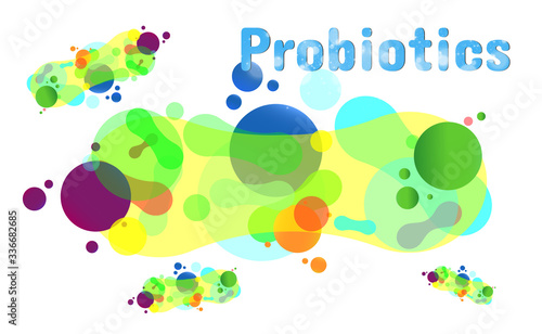 
Vector illustration of probiotics on a transparent background. Pharmaceutical bacteria or germs.