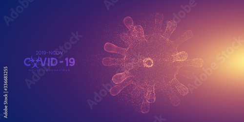 Coronavirus, virus strain of MERS-Cov and Novel coronavirus 2019-nCoV, Covid-19. Vector concept of destroyed 3d dangerous virus, particles explosion effect.