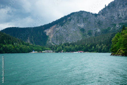 Natural landscape with a view of lake Ritsa photo