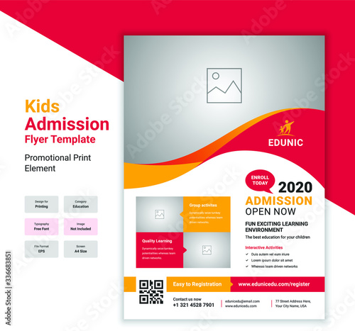 Modern Education Admission Flyer Design Layout with Graphic Elements