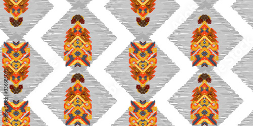 Drapery curves pagan tripe seamless pattern. Indian old surface background.