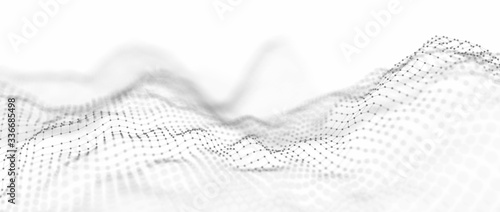 Futuristic dot wave. Abstract digital background. Network connection structure. 3D rendering.