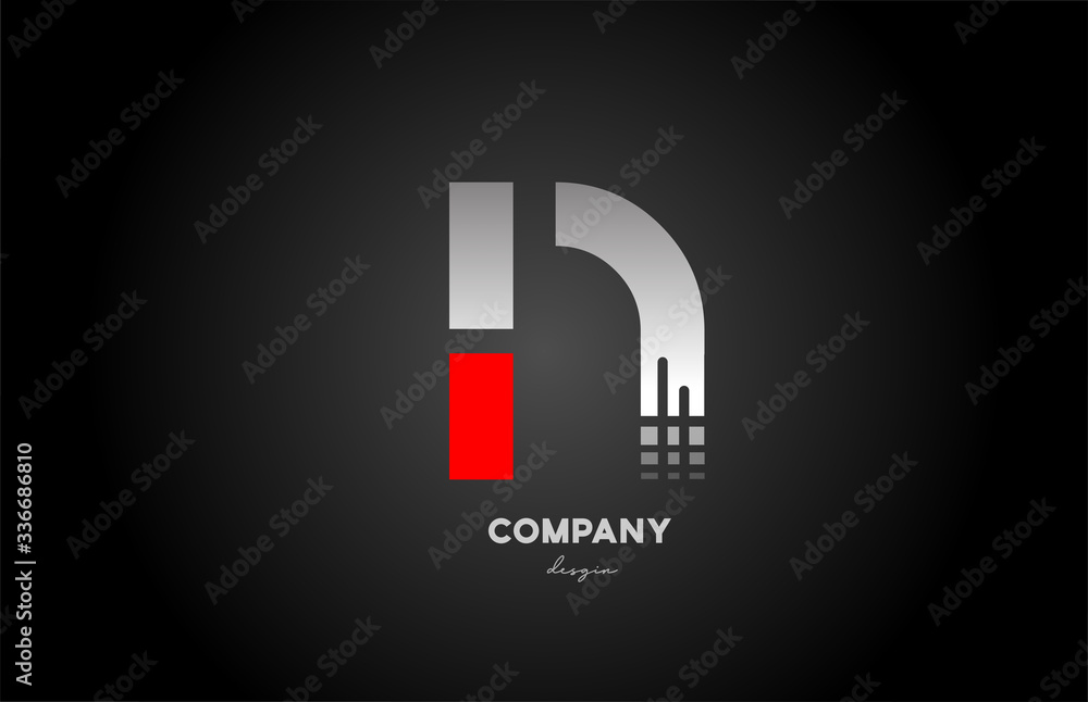 N red grey alphabet letter logo icon design for business and company N red grey alphabet letter logo icon design for business and company