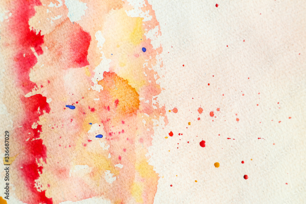 Beautiful watercolor splashes on light paper
