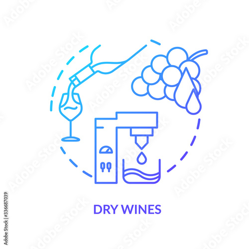 Dry wines concept icon. Winetasting, winemaking idea thin line illustration. Alcohol drink with no residual sugar, absence of sweetness. Vector isolated outline RGB color drawing