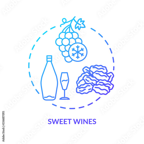 Sweet wines concept icon. Vintage alcohol drink degustation idea thin line illustration. Delicious beverage from late harvest grapes. Vector isolated outline RGB color drawing