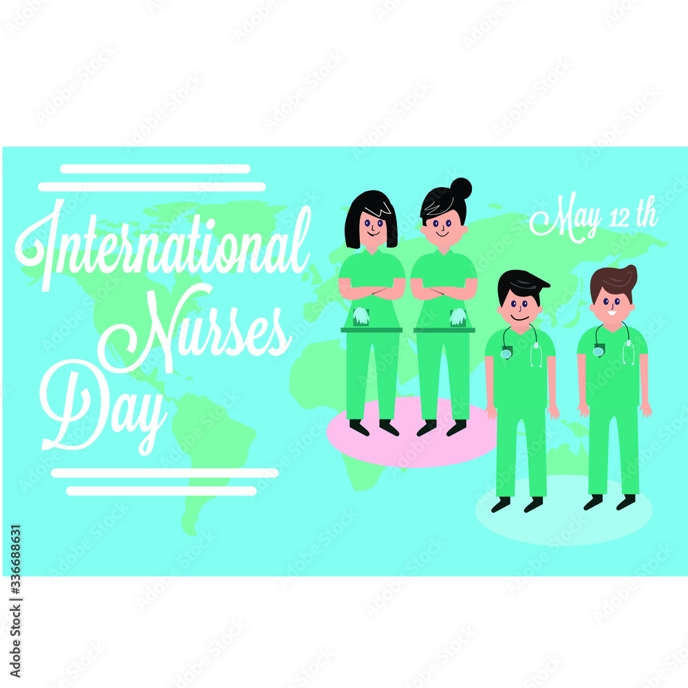 12 May. International Nurse Day background. Close-up of nurse Vector flat illustration 12 May. International Nurse Day background. Close-up of nurse Vector flat illustration