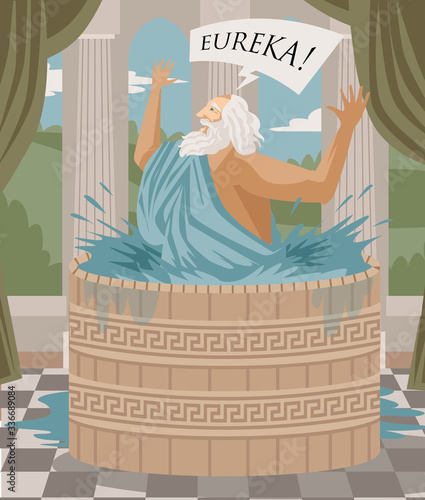 archimedes of syracusa ancient genius mathematician inventor saying eureka in the bath