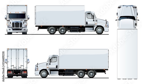 Vector truck template isolated on white for car branding and advertising. Available EPS-10 separated by groups and layers with transparency effects for one-click repaint.