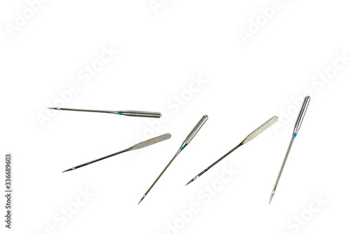 Set of needles for sewing-machine isolated on white background